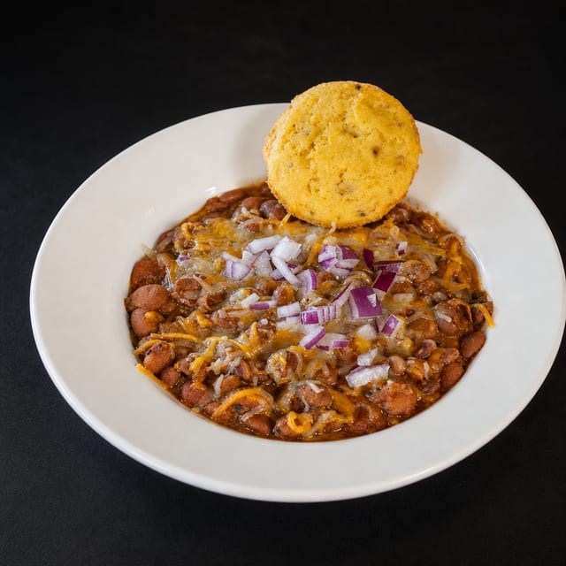 Bowl Of Chili With Corn Bread.